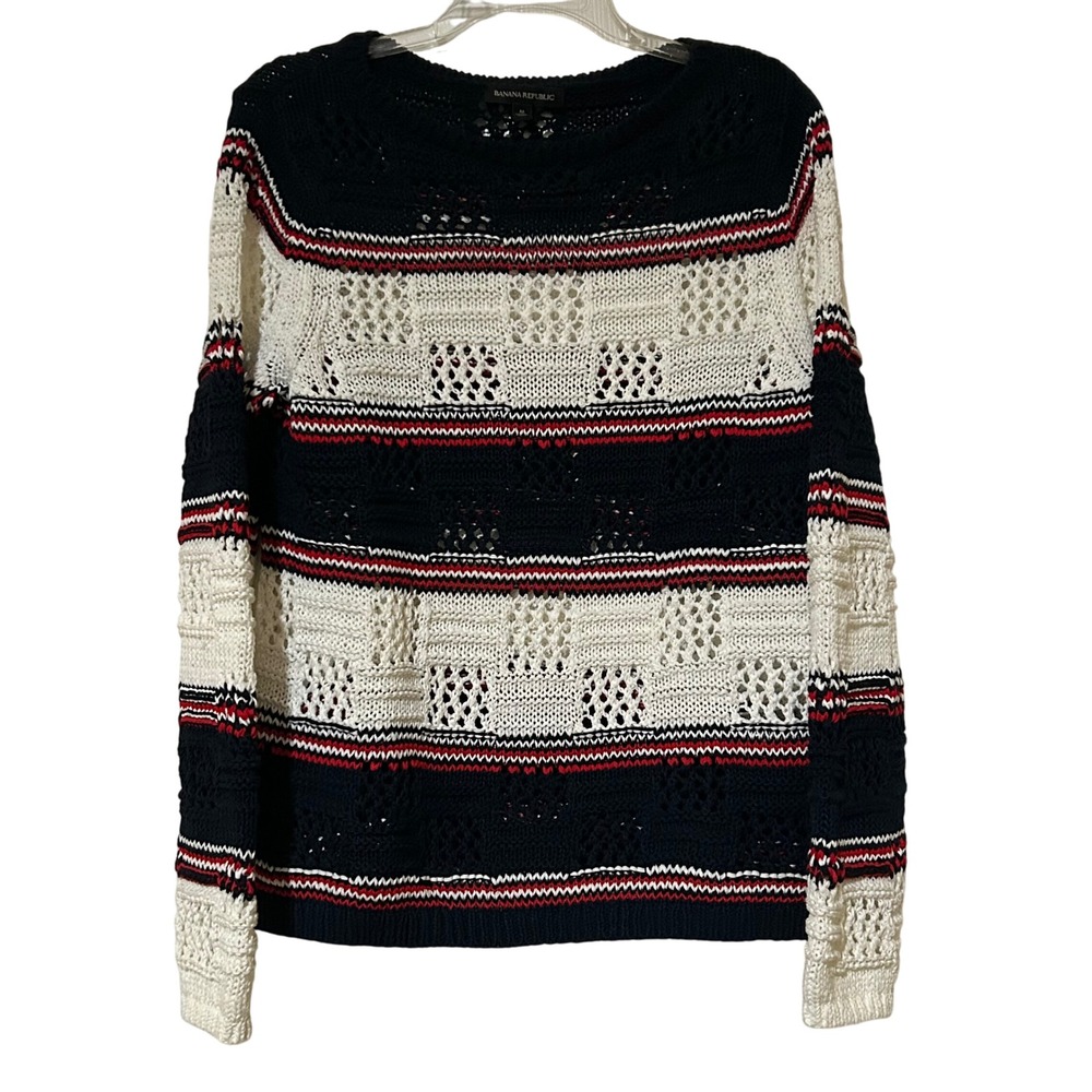 Banana Republic‎ Open-Knit Stripe Sweater Women's Medium NWOT Never Worn